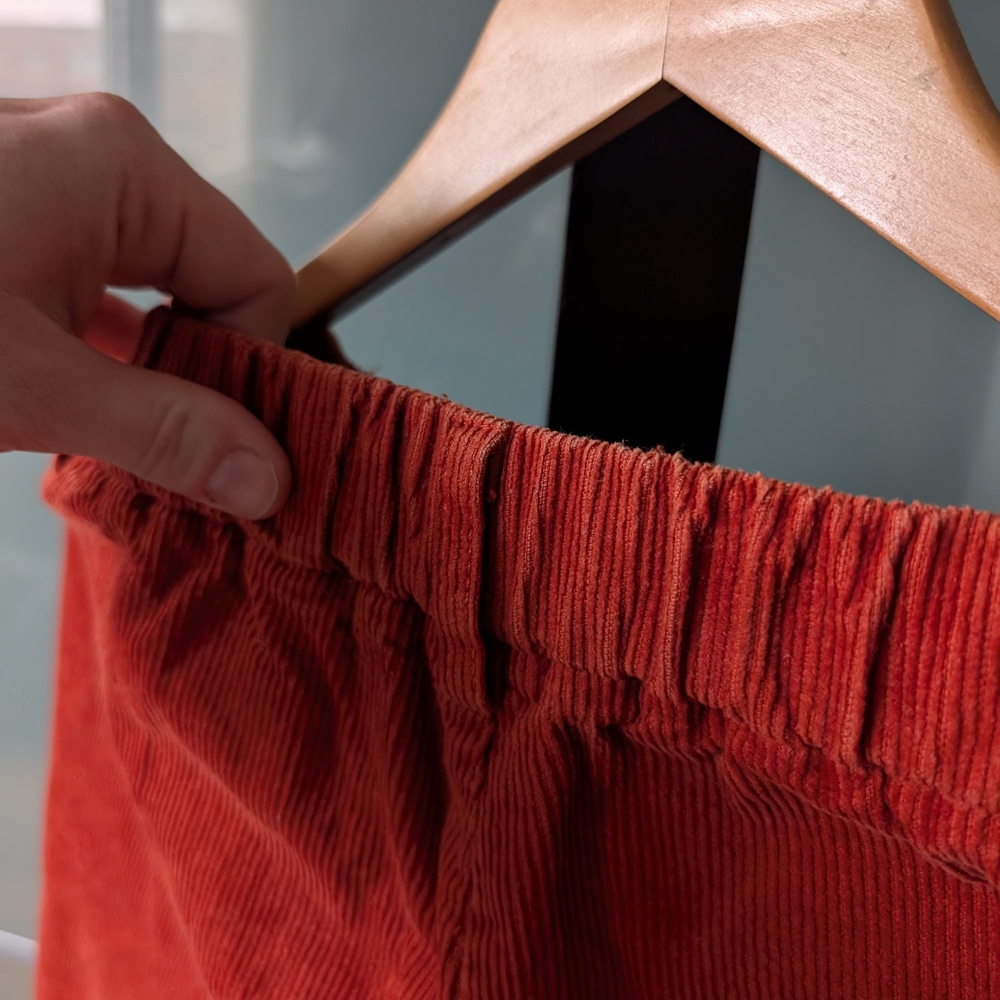 Vintage-style High-waist Loose Fit Rusty Orange Corduroy Pants - Large - Picture 6 of 12
